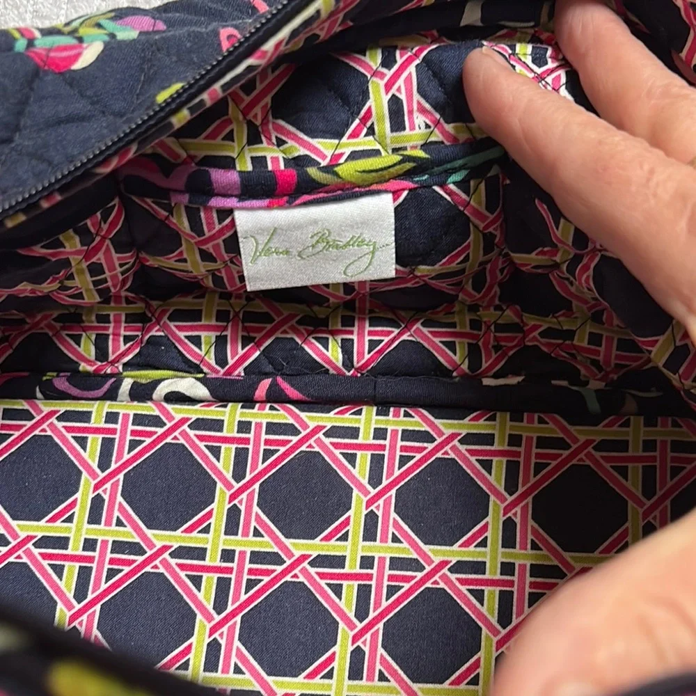 Vera Bradley Black and Pink Quilted Shoulder Bag - Picture 2 of 8